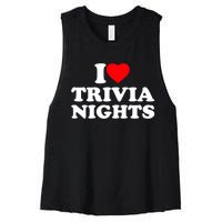 I Love Heart Trivia Nights Lover Pub Quiz Game Women's Racerback Cropped Tank