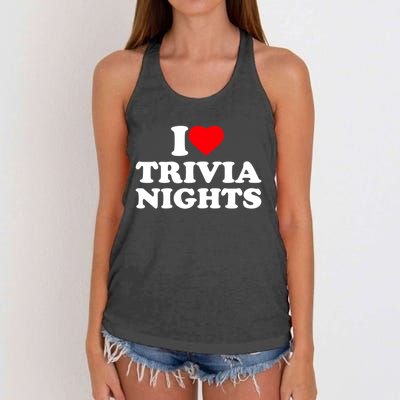 I Love Heart Trivia Nights Lover Pub Quiz Game Women's Knotted Racerback Tank