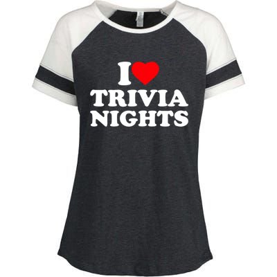 I Love Heart Trivia Nights Lover Pub Quiz Game Enza Ladies Jersey Colorblock Tee