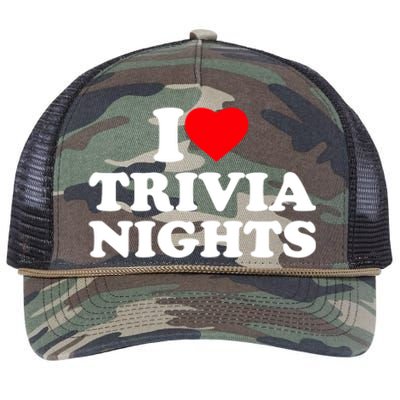 I Love Heart Trivia Nights Lover Pub Quiz Game Retro Rope Trucker Hat Cap