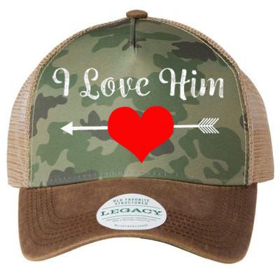 I Love Him For Couples Matching Sets Legacy Tie Dye Trucker Hat