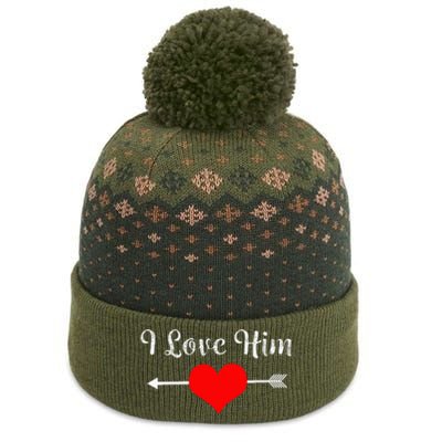 I Love Him For Couples Matching Sets The Baniff Cuffed Pom Beanie