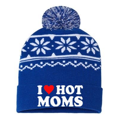 I Love Hot Moms I Heart Hot Moms Love Hot Moms USA-Made Snowflake Beanie