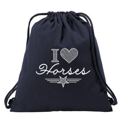 I Love Horses Gift Drawstring Bag