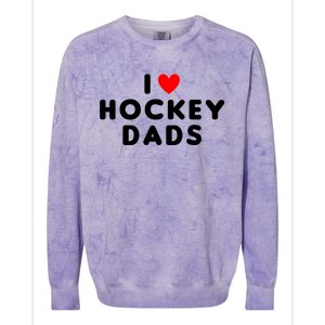 I Love Hockey Dads Funny Red Heart Gift Colorblast Crewneck Sweatshirt