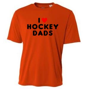 I Love Hockey Dads Funny Red Heart Gift Cooling Performance Crew T-Shirt