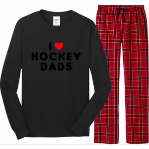 I Love Hockey Dads Funny Red Heart Gift Long Sleeve Pajama Set