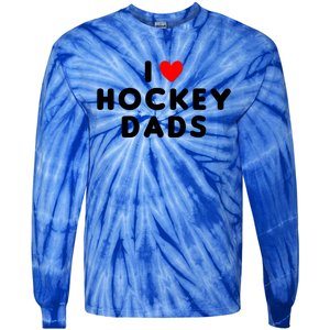 I Love Hockey Dads Funny Red Heart Gift Tie-Dye Long Sleeve Shirt