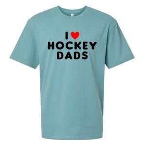 I Love Hockey Dads Funny Red Heart Gift Sueded Cloud Jersey T-Shirt