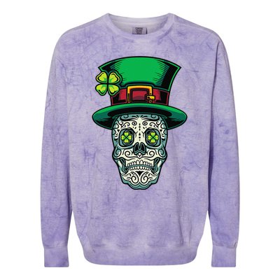 Irish Leprechaun Hat Calavera Cinco De Mayo Colorblast Crewneck Sweatshirt