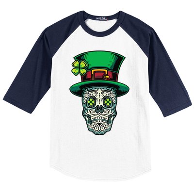 Irish Leprechaun Hat Calavera Cinco De Mayo Baseball Sleeve Shirt