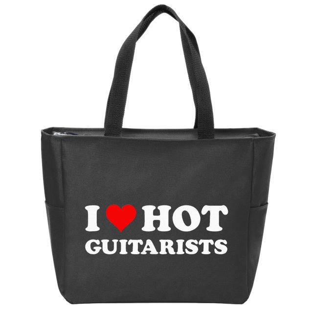 I Love Hot Guitarists Funny Electric Acoustic Guitar Players Zip Tote Bag