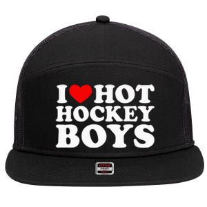 I Love Hot Hockey B.O.Y.S 7 Panel Mesh Trucker Snapback Hat