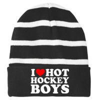 I Love Hot Hockey B.O.Y.S Striped Beanie with Solid Band