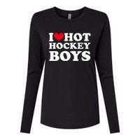 I Love Hot Hockey I Heart Hot Hockey Womens Cotton Relaxed Long Sleeve T-Shirt