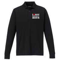 I Love Hot Hockey I Heart Hot Hockey Performance Long Sleeve Polo