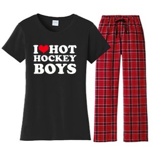 I Love Hot Hockey I Heart Hot Hockey Women's Flannel Pajama Set