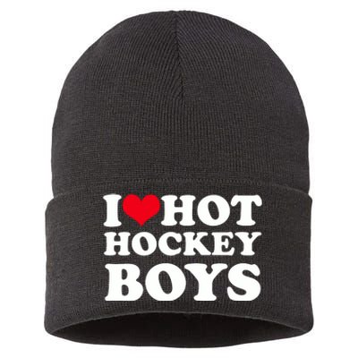 I Love Hot Hockey I Heart Hot Hockey Sustainable Knit Beanie