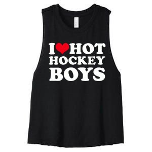 I Love Hot Hockey I Heart Hot Hockey Women's Racerback Cropped Tank