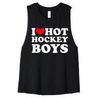 I Love Hot Hockey I Heart Hot Hockey Women's Racerback Cropped Tank