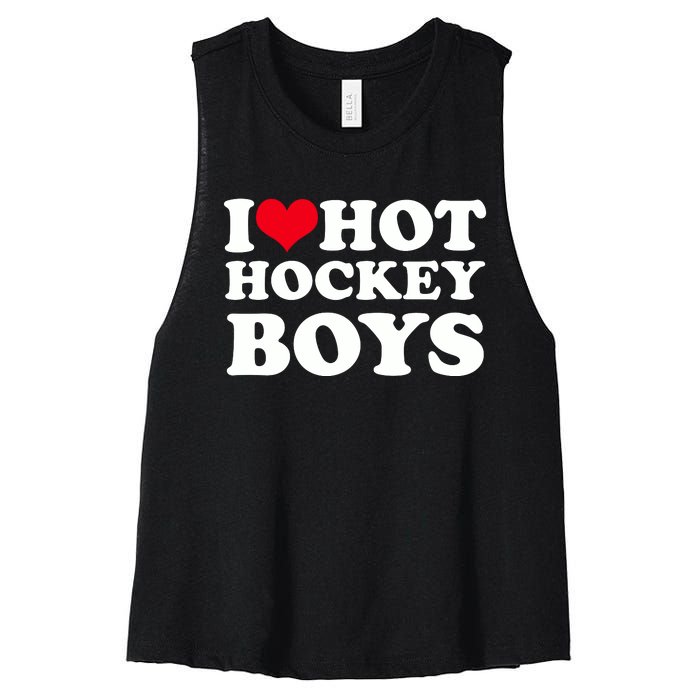 I Love Hot Hockey I Heart Hot Hockey Women's Racerback Cropped Tank