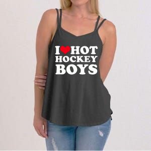 I Love Hot Hockey I Heart Hot Hockey Women's Strappy Tank