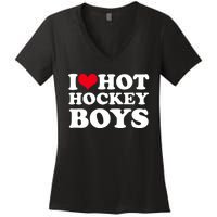 I Love Hot Hockey I Heart Hot Hockey Women's V-Neck T-Shirt