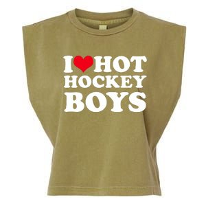 I Love Hot Hockey I Heart Hot Hockey Garment-Dyed Women's Muscle Tee