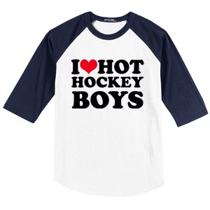 I Love Hot Hockey I Heart Hot Hockey Baseball Sleeve Shirt