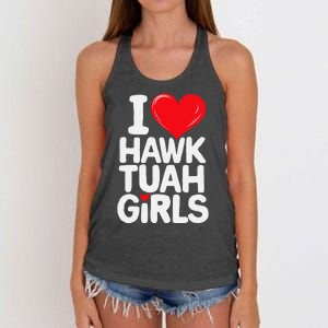 I Love Hawk Tuah Funny And Cute Design Women's Knotted Racerback Tank