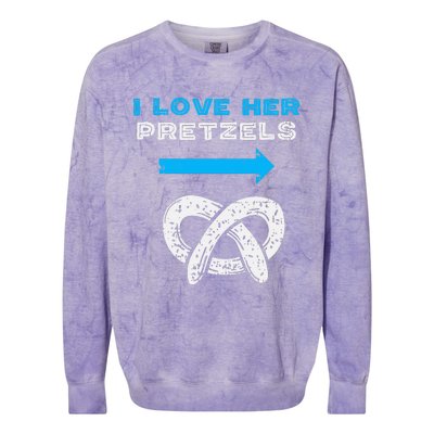 I Love Her Pretzels Matching Couple Oktoberfest Boyfriend Colorblast Crewneck Sweatshirt