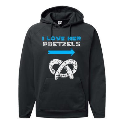 I Love Her Pretzels Matching Couple Oktoberfest Boyfriend Performance Fleece Hoodie