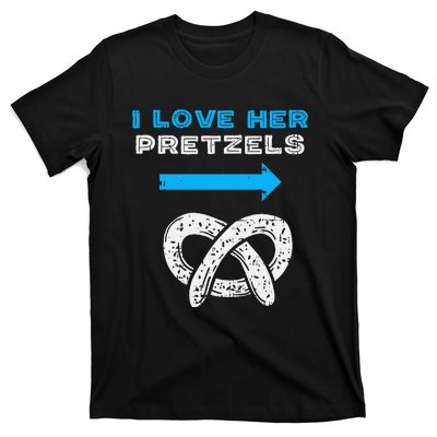 I Love Her Pretzels Matching Couple Oktoberfest Boyfriend T-Shirt