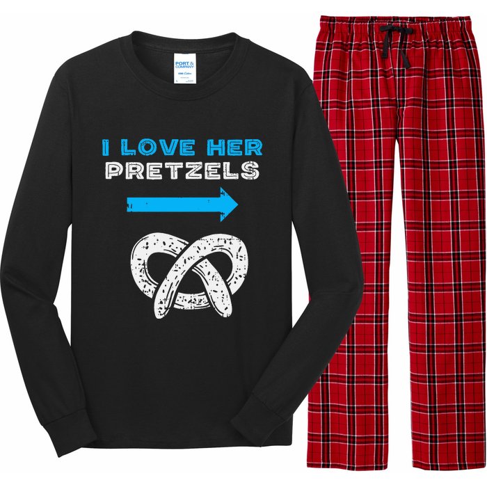 I Love Her Pretzels Matching Couple Oktoberfest Boyfriend Long Sleeve Pajama Set