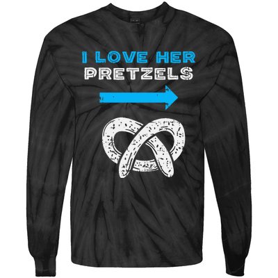 I Love Her Pretzels Matching Couple Oktoberfest Boyfriend Tie-Dye Long Sleeve Shirt