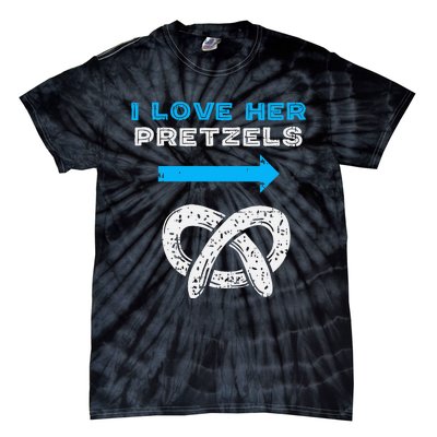 I Love Her Pretzels Matching Couple Oktoberfest Boyfriend Tie-Dye T-Shirt