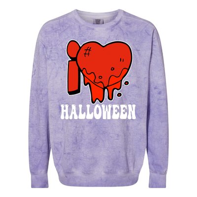 I Love Halloween Creepy Heart Colorblast Crewneck Sweatshirt