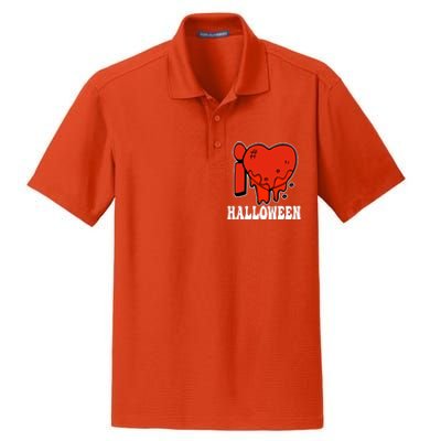 I Love Halloween Creepy Heart Dry Zone Grid Polo