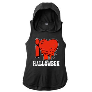 I Love Halloween Creepy Heart Ladies PosiCharge Tri-Blend Wicking Draft Hoodie Tank