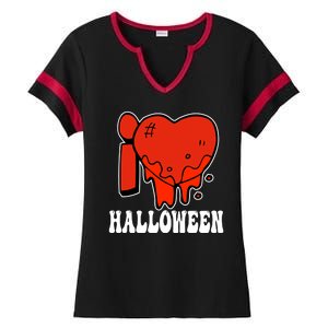 I Love Halloween Creepy Heart Ladies Halftime Notch Neck Tee