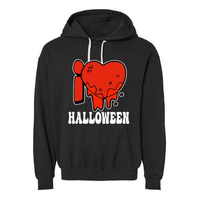 I Love Halloween Creepy Heart Garment-Dyed Fleece Hoodie