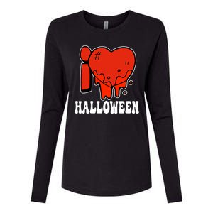 I Love Halloween Creepy Heart Womens Cotton Relaxed Long Sleeve T-Shirt