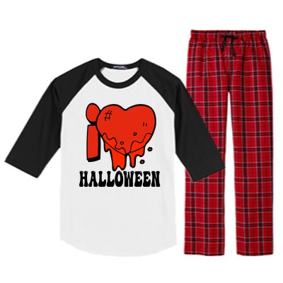 I Love Halloween Creepy Heart Raglan Sleeve Pajama Set