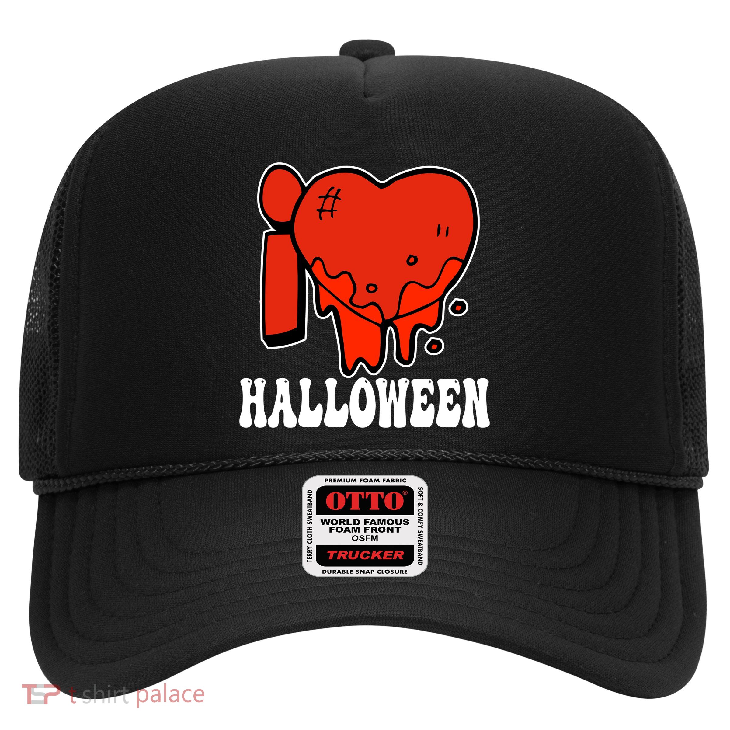 I Love Halloween Creepy Heart Trucker Hat
