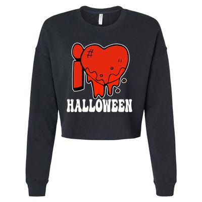 I Love Halloween Creepy Heart Cropped Pullover Crew