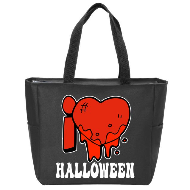 I Love Halloween Creepy Heart Zip Tote Bag