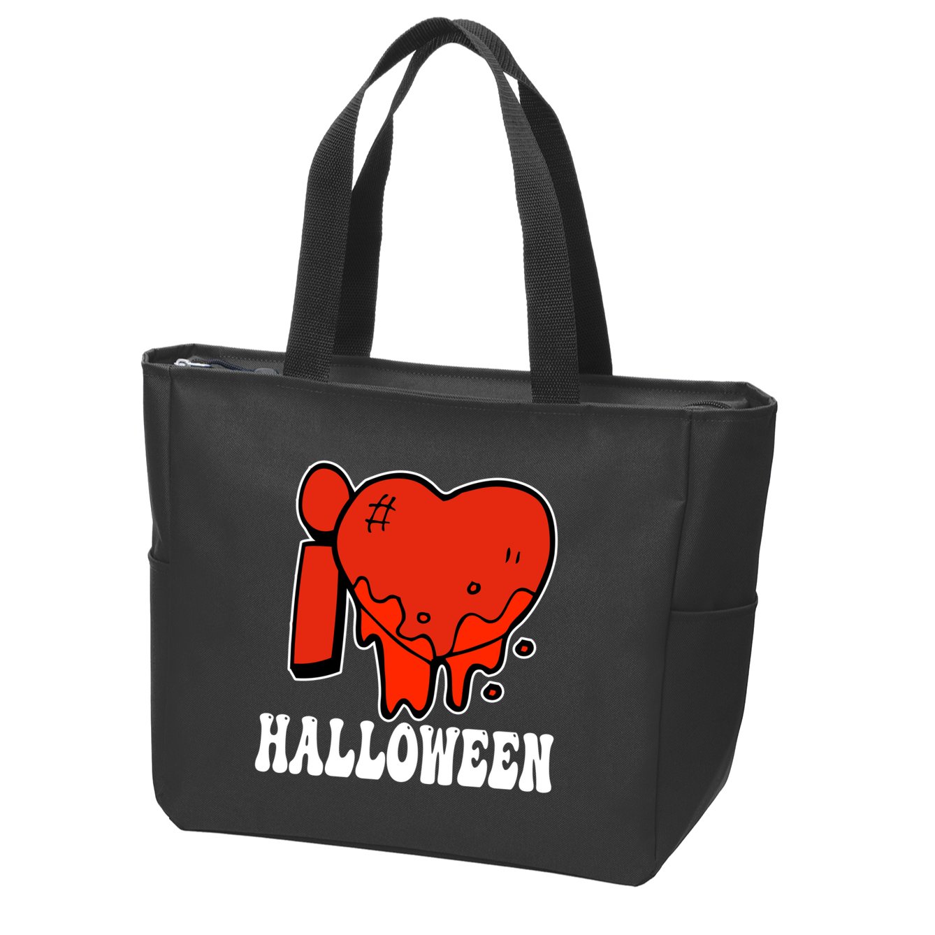 I Love Halloween Creepy Heart Zip Tote Bag