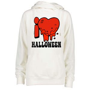 I Love Halloween Creepy Heart Womens Funnel Neck Pullover Hood