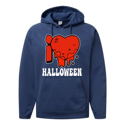 I Love Halloween Creepy Heart Performance Fleece Hoodie