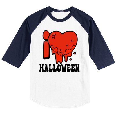 I Love Halloween Creepy Heart Baseball Sleeve Shirt